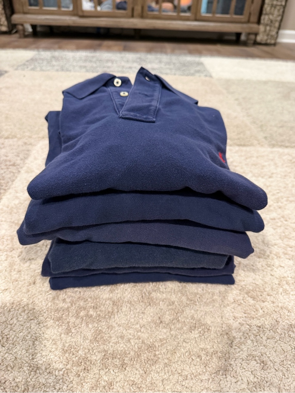 Lot of 6 Polo Ralph Lauren Men’s XLT Navy Blue Short Sleeve Polo Shirts Red Pony